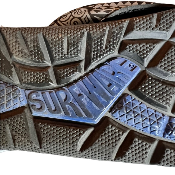 Surf Ware Mens Hawaiian Flip Flops Tapa Cloth Print Straps Blue Black Sz 12 - Picture 5 of 8